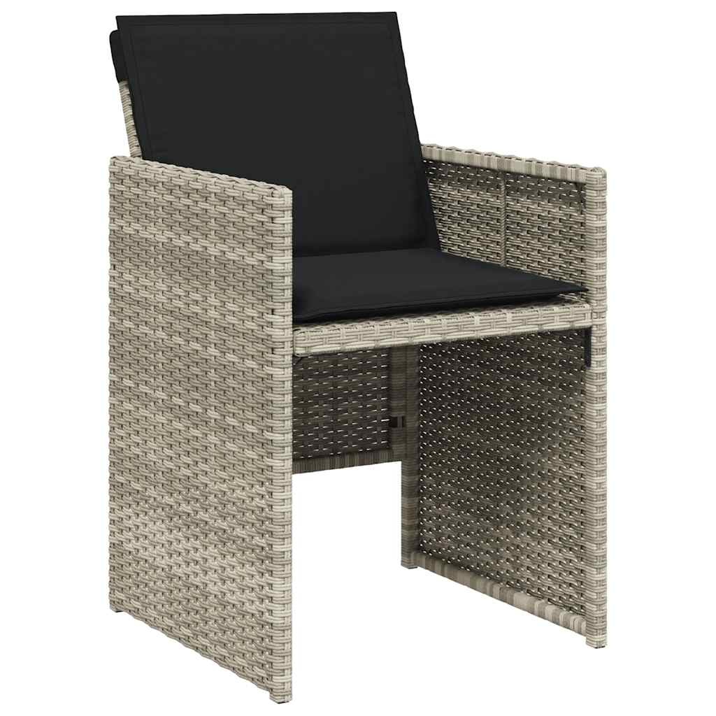 17 Piece Garden Dining Set with Cushions Poly Rattan Glass 16 pcs Light grey