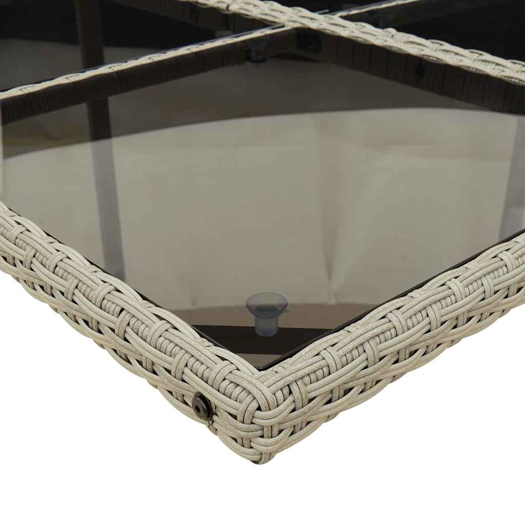 17 Piece Garden Dining Set with Cushions Poly Rattan Glass 16 pcs Light grey