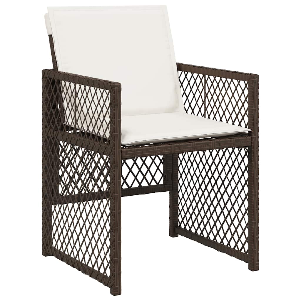 vidaXL 7 Piece Garden Dining Set with Cushions Brown Poly Rattan 4