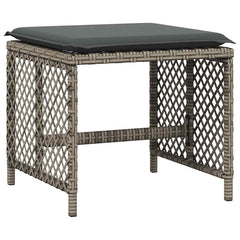 9 Piece Garden Dining Set with Cushions Poly Rattan Glass 8 pcs Grey