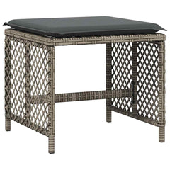13 Piece Garden Dining Set with Cushions Poly Rattan Glass 12 pcs Grey