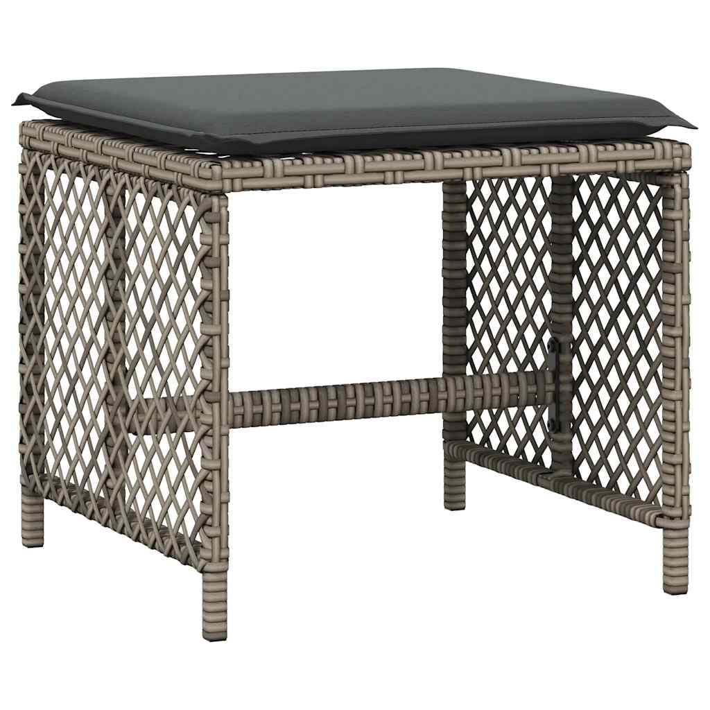 17 Piece Garden Dining Set with Cushions Poly Rattan Glass 16 pcs Grey