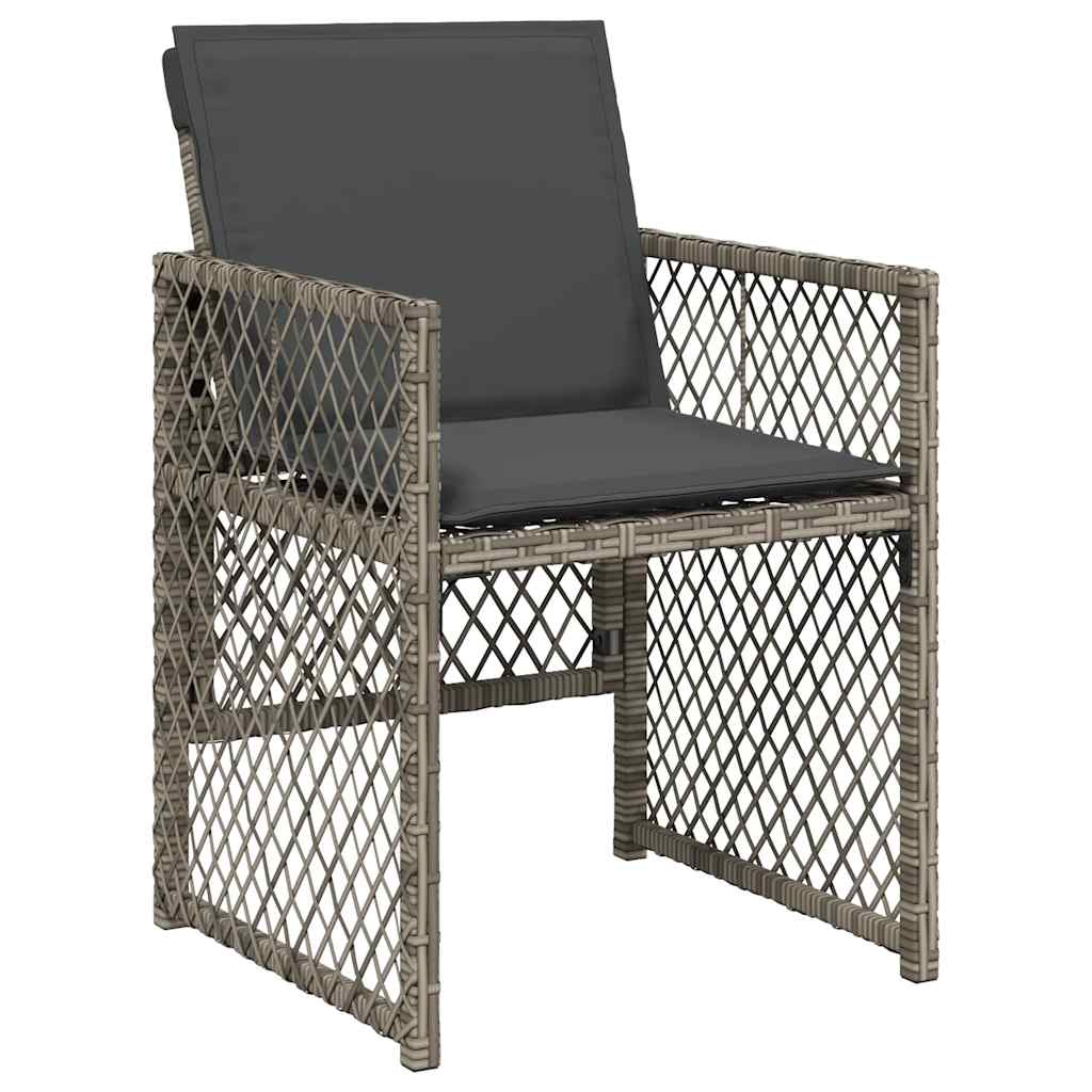 9 Piece Garden Dining Set with Cushions Poly Rattan Wood Grey 8