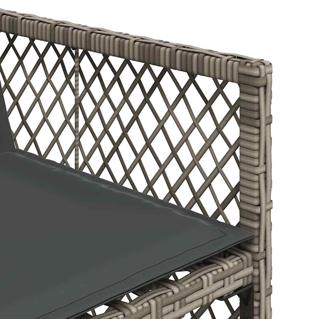 9 Piece Garden Dining Set with Cushions Poly Rattan Wood Grey 8