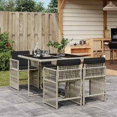 5 Piece Garden Dining Set with Cushions Poly Rattan 4 pcs Light grey