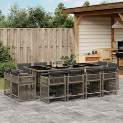 13 Piece Garden Dining Set with Cushions Poly Rattan 12 pcs Grey