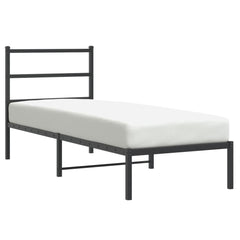 vidaXL Metal Bed Frame without Mattress with Headboard Black 80x200cm 2