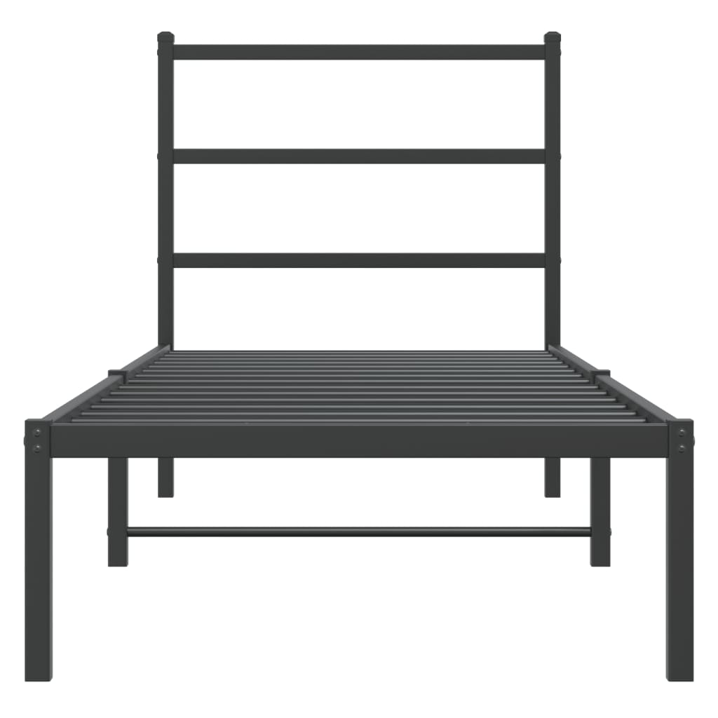 vidaXL Metal Bed Frame without Mattress with Headboard Black 80x200cm 5