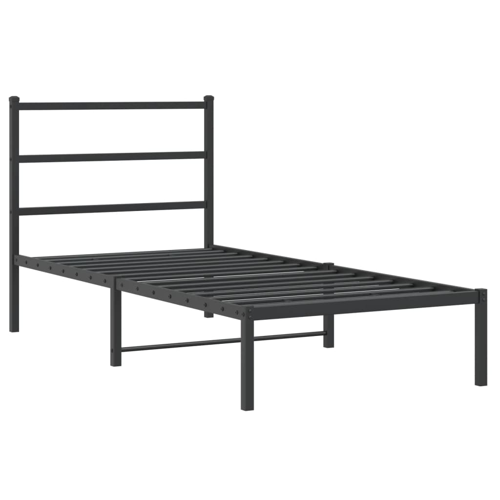 vidaXL Metal Bed Frame without Mattress with Headboard Black 90x190cm 3