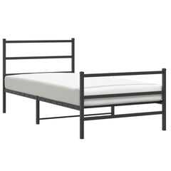 vidaXL Metal Bed Frame without Mattress with Footboard Black 100x200cm 2