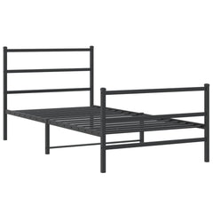 vidaXL Metal Bed Frame without Mattress with Footboard Black 100x200cm 3