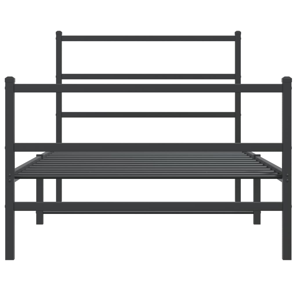 vidaXL Metal Bed Frame without Mattress with Footboard Black 100x200cm 5