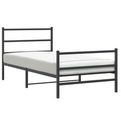 vidaXL Metal Bed Frame without Mattress with Footboard Black 107x203cm 2