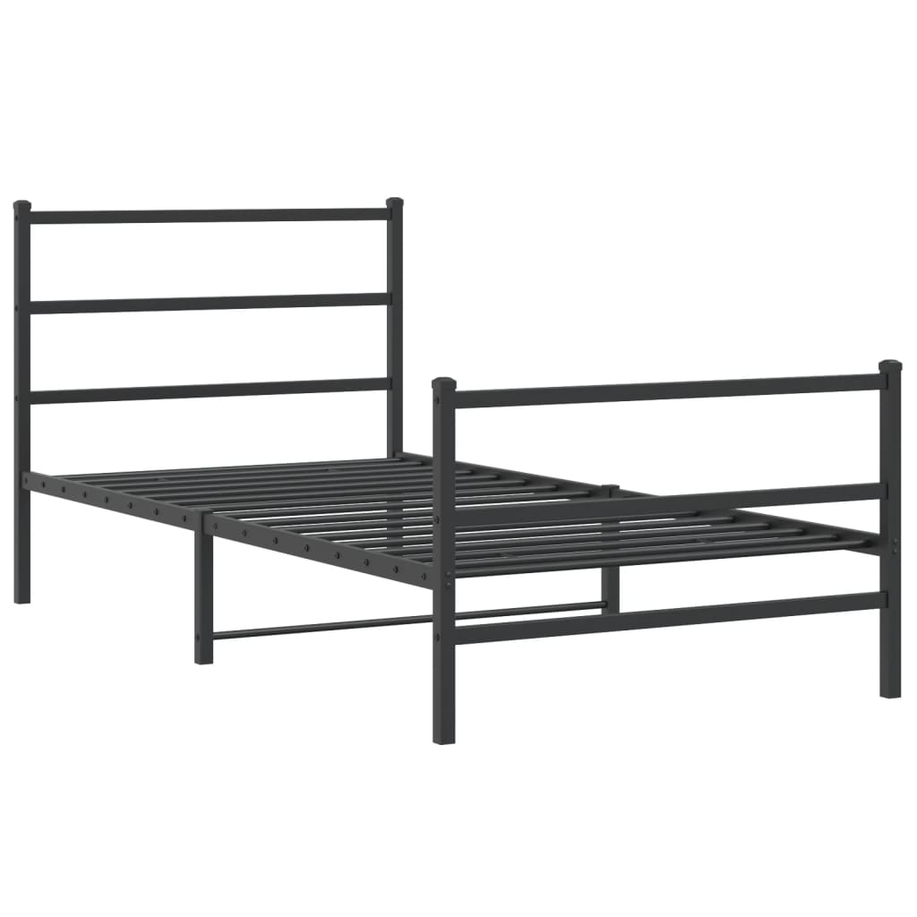 vidaXL Metal Bed Frame without Mattress with Footboard Black 107x203cm 3