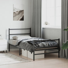 vidaXL Metal Bed Frame without Mattress with Footboard Black 107x203cm 4