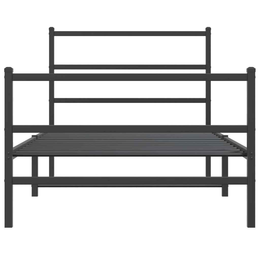 vidaXL Metal Bed Frame without Mattress with Footboard Black 107x203cm 5