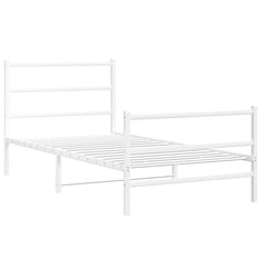 vidaXL Metal Bed Frame without Mattress with Footboard White 100x190cm 3