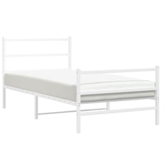 vidaXL Metal Bed Frame without Mattress with Footboard White 107x203cm 4