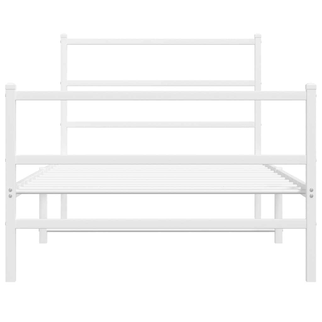 vidaXL Metal Bed Frame without Mattress with Footboard White 107x203cm 5