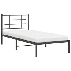 vidaXL Metal Bed Frame without Mattress with Headboard Black 90x200cm 4