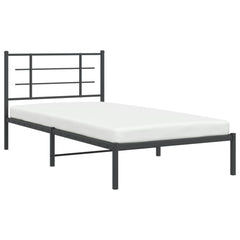 vidaXL Metal Bed Frame without Mattress with Headboard Black 107x203cm 4
