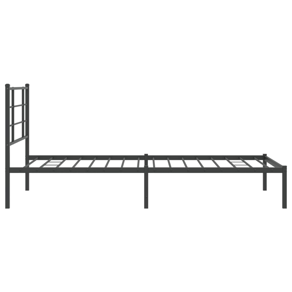 vidaXL Metal Bed Frame without Mattress with Headboard Black 107x203cm 6