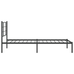 vidaXL Metal Bed Frame without Mattress with Headboard Black 107x203cm 6