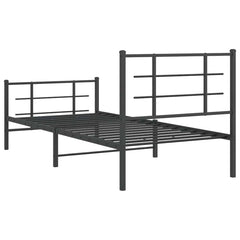 Metal Bed Frame without Mattress with Footboard with Headboard & Footboard Black 90 cm 200 cm