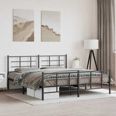 Metal Bed Frame without Mattress with Footboard with Headboard & Footboard Black 183 cm 213 cm