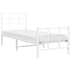 vidaXL Metal Bed Frame without Mattress with Footboard White 75x190cm 4