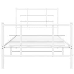 vidaXL Metal Bed Frame without Mattress with Footboard White 90x190cm 5