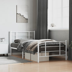 vidaXL Metal Bed Frame without Mattress with Footboard With headboard & footboard White