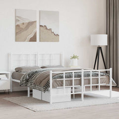 vidaXL Metal Bed Frame without Mattress with Footboard With headboard & footboard White