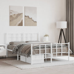 vidaXL Metal Bed Frame without Mattress with Footboard With headboard & footboard White