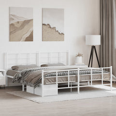 vidaXL Metal Bed Frame without Mattress with Footboard With headboard & footboard White