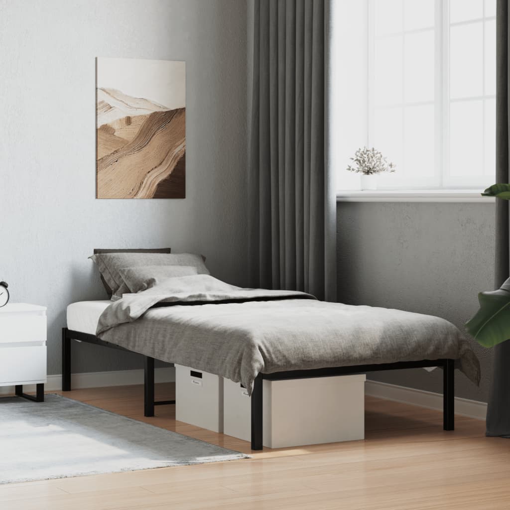 vidaXL Metal Bed Frame without Mattress Black 90x200cm 1