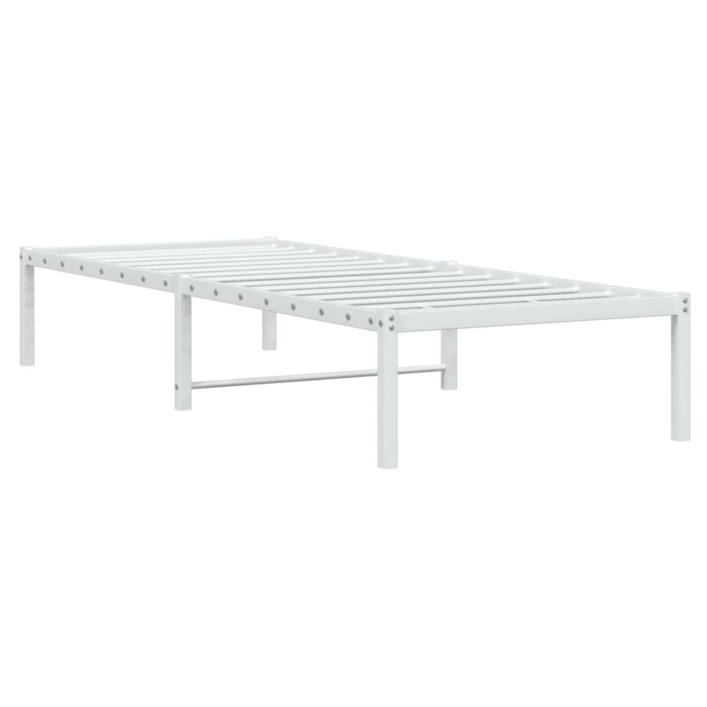 Metal Bed Frame without Mattress White 75 cm 190 cm