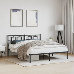 Metal Bed Frame without Mattress with Headboard Black 150 cm 200 cm