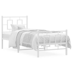 Metal Bed Frame without Mattress with Footboard with Headboard & Footboard White 80 cm 200 cm
