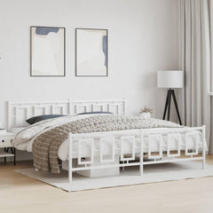 Metal Bed Frame without Mattress with Footboard with Headboard & Footboard White 193 cm 203 cm