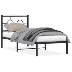 vidaXL Metal Bed Frame without Mattress with Headboard Black 80x200cm 2