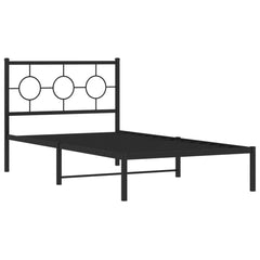 vidaXL Metal Bed Frame without Mattress with Headboard Black 100x200cm 3