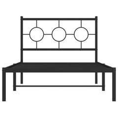 vidaXL Metal Bed Frame without Mattress with Headboard Black 100x200cm 5