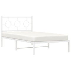 vidaXL Metal Bed Frame without Mattress with Headboard White 100x200cm 4