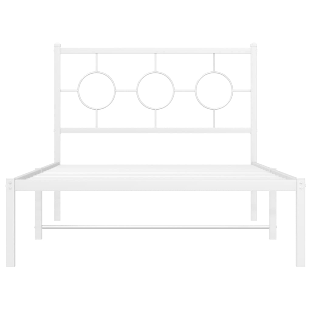 vidaXL Metal Bed Frame without Mattress with Headboard White 100x200cm 5