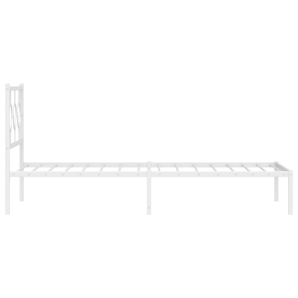 vidaXL Metal Bed Frame without Mattress with Headboard White 100x200cm 6