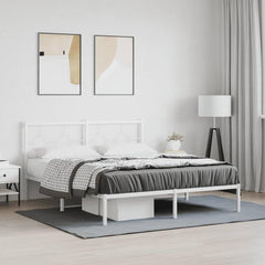 Metal Bed Frame without Mattress with Headboard White 160 cm