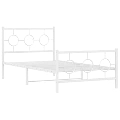 vidaXL Metal Bed Frame without Mattress with Footboard White 100x200cm 3