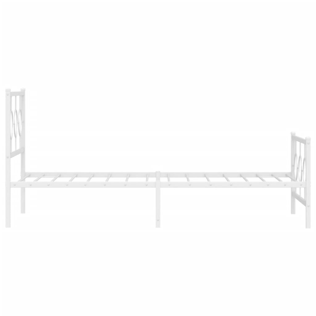 vidaXL Metal Bed Frame without Mattress with Footboard White 100x200cm 6