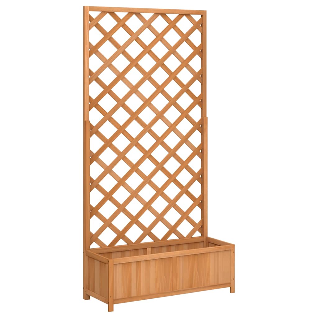 vidaXL Planter with Trellis Brown 90x35x180 cm Solid Wood Fir 2